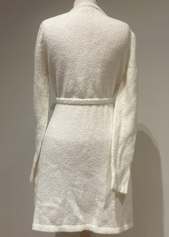 Beyaz Örgü Midi Kadın Hırka - Görsel 2