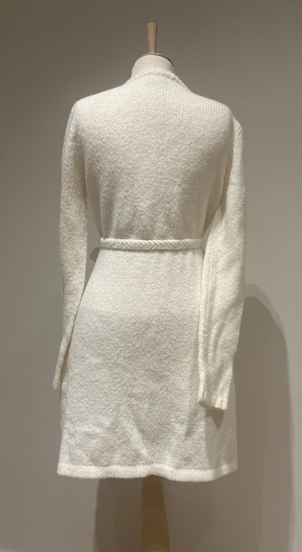 Beyaz Örgü Midi Kadın Hırka - Görsel 2