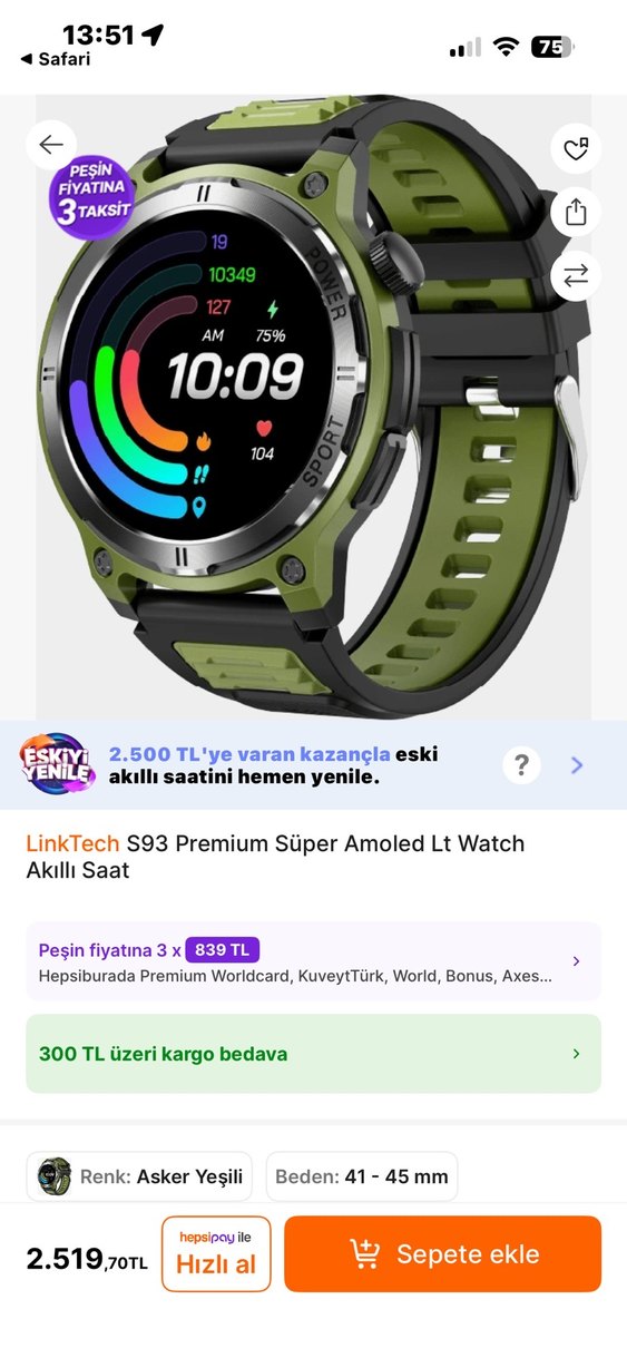 Link S93 Yeşil Akıllı Saat - Görsel 3