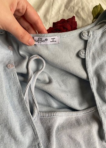 Mavi V Yakalı Düğmeli Hamile Gömlek - Görsel 2