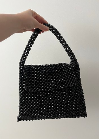 Zara İnci Boncuk İşlemeli Siyah Kadın Çanta