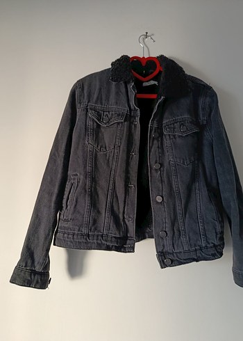 Gri Düğmeli Jean Ceket, Uzun Kollu, Normal Boy - Görsel 2