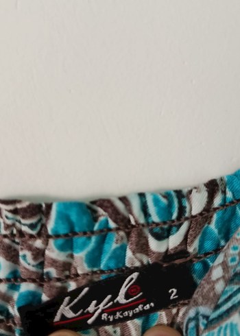 Turkuaz Desenli Askılı Uzun Bohem Elbise - Görsel 3