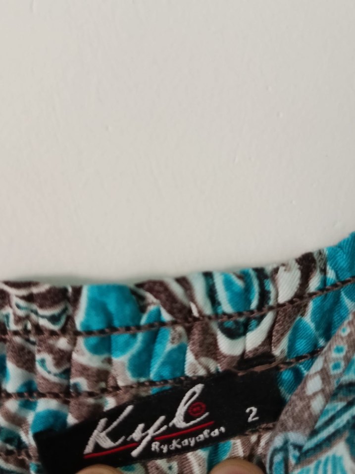 Turkuaz Desenli Askılı Uzun Bohem Elbise - Görsel 3