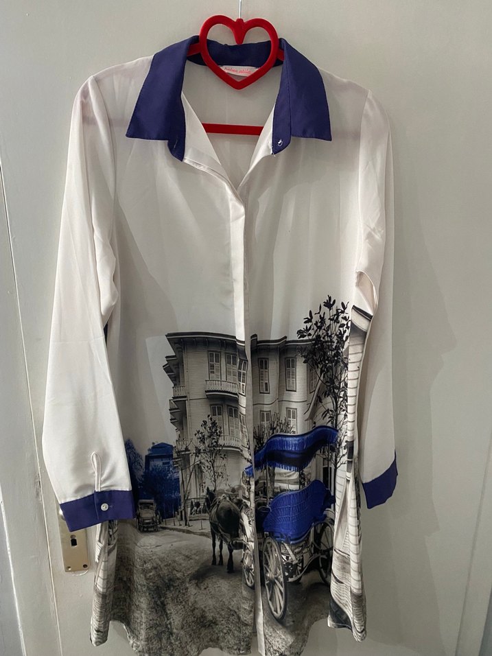 Baskılı Uzun Kollu Kadın Gömlek - Görsel 2