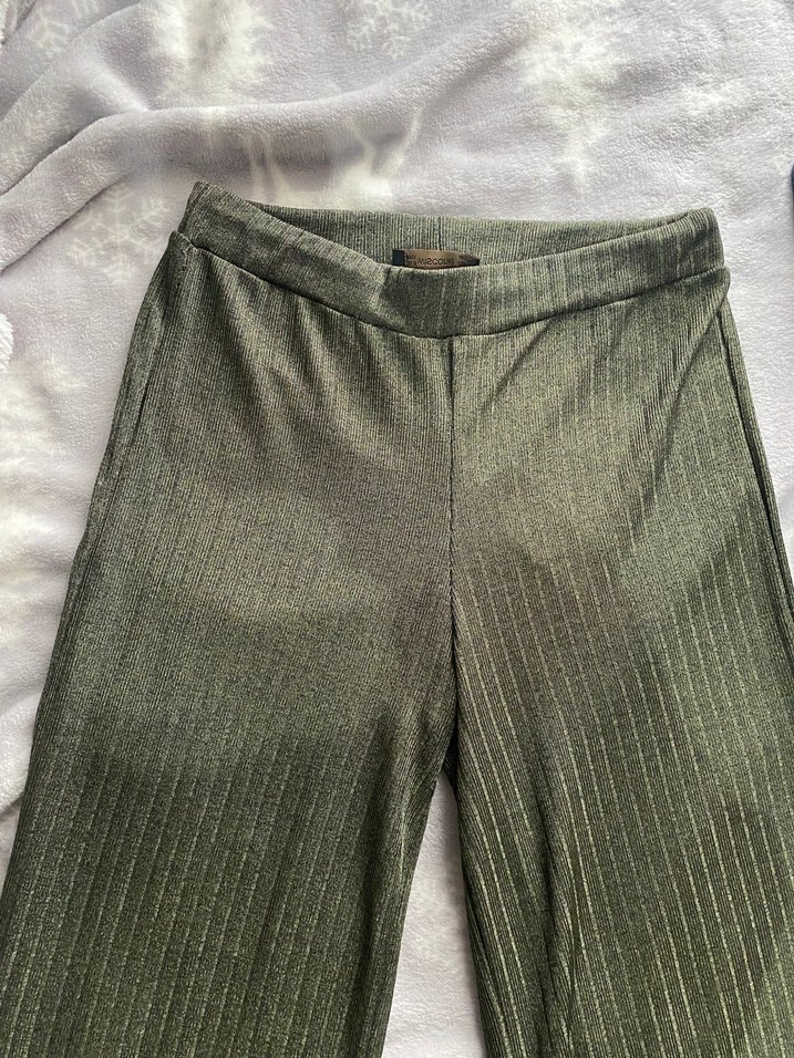Kadın Haki Fitilli Kumaş Pantolon - Görsel 2