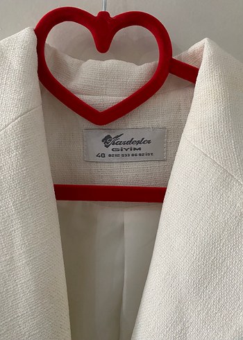 40 Beden Beyaz Keten Kadın Blazer Ceket