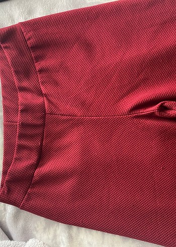 Bordo esofman kumasında pantolon - Görsel 3