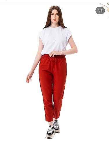 Kadın beli lastikli gabardin pantolon