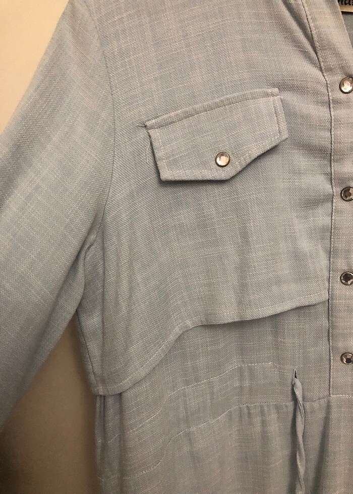 Günlük pamuklu kumaş elbise - Görsel 4