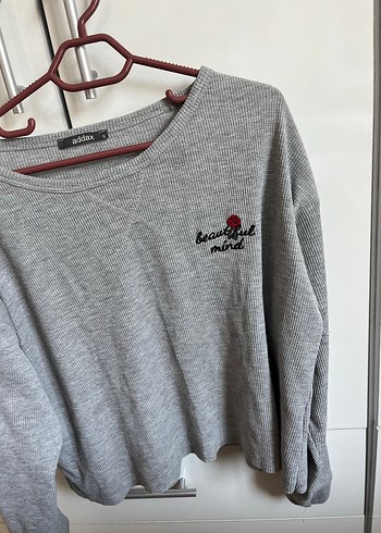 s Beden Addax gri Nakışlı Rahat Kesim Kadın Sweatshirt