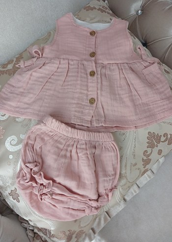 LC Waikiki Fırfırlı Pembe Kolsuz Bebek Elbisesi