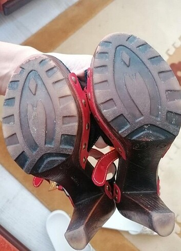 Diğer Topuklu sandalet kot - kırmızı zımbalı 