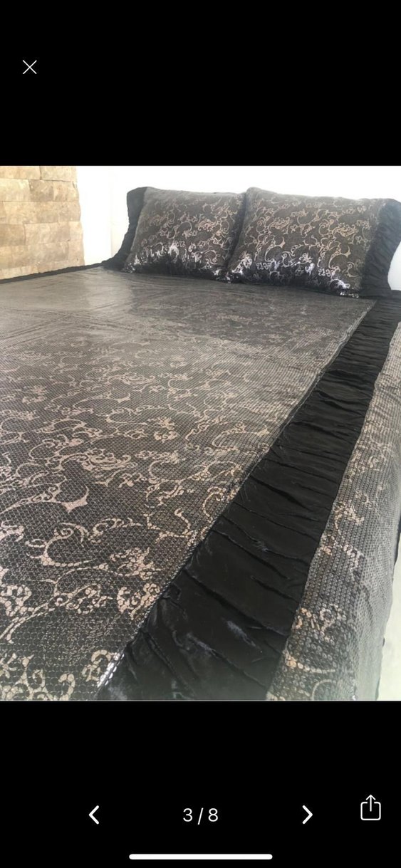 Siyah Yılan Desenli Yatak Örtüsü - Görsel 5