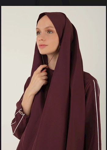 Bordo Uzun Kollu Yüksek Yakalı Kadın tesettür mayo haşema - Görsel 5