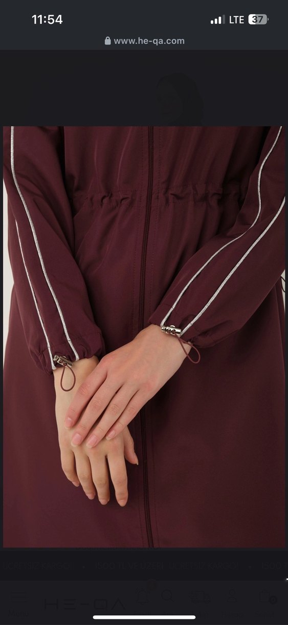 Bordo Uzun Kollu Yüksek Yakalı Kadın tesettür mayo haşema - Görsel 3