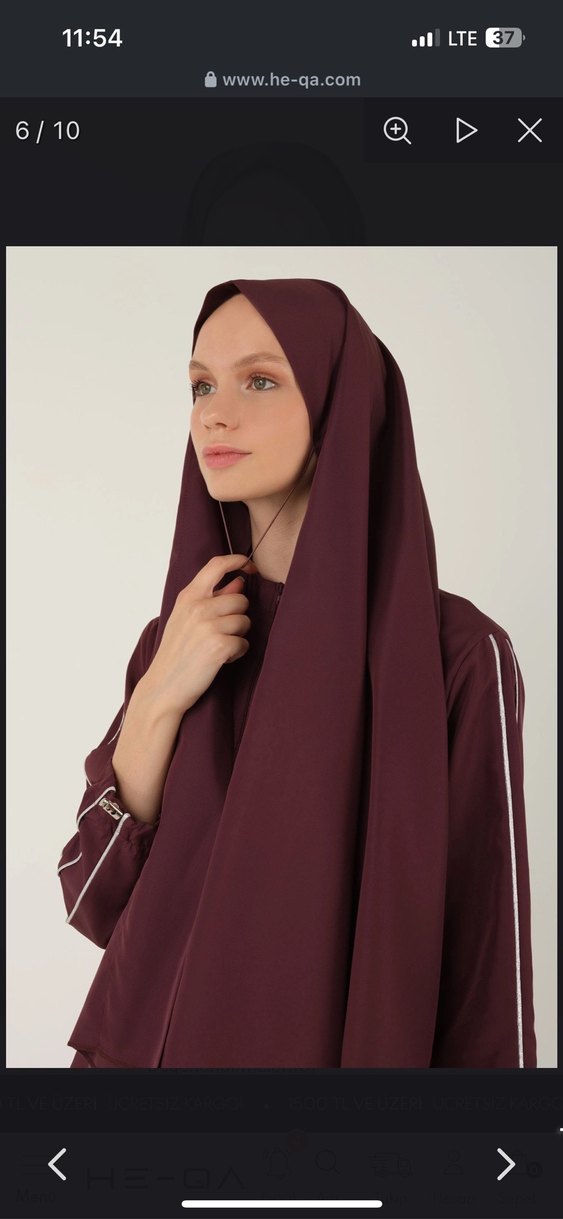 Bordo Uzun Kollu Yüksek Yakalı Kadın tesettür mayo haşema - Görsel 5