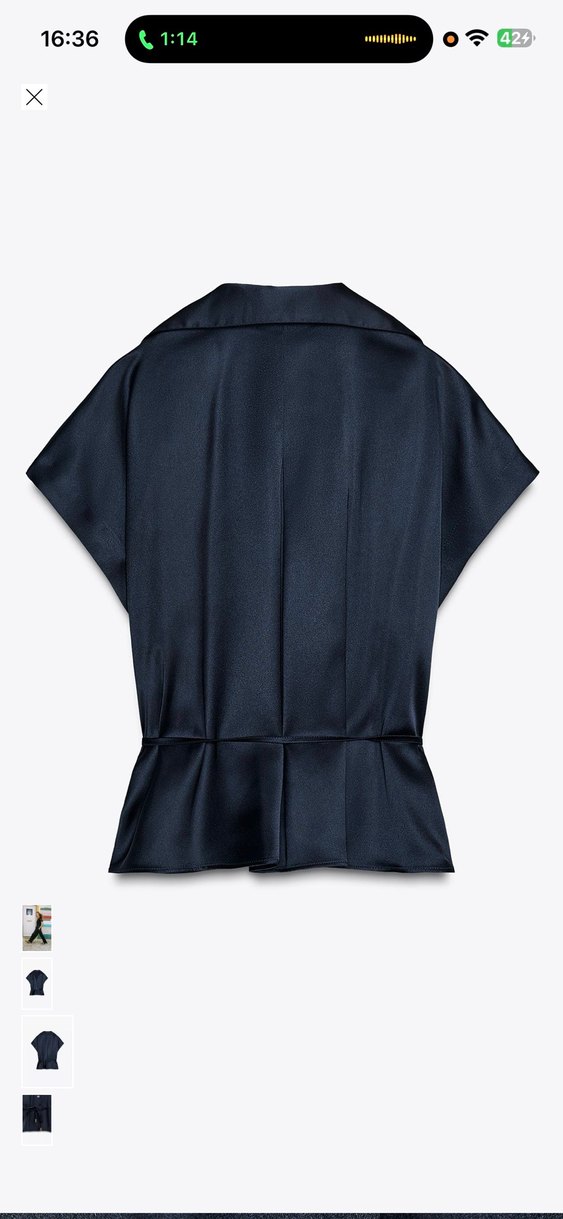 Kısa Kollu Lacivert Saten Gömlek etiketli sıfır - Görsel 2