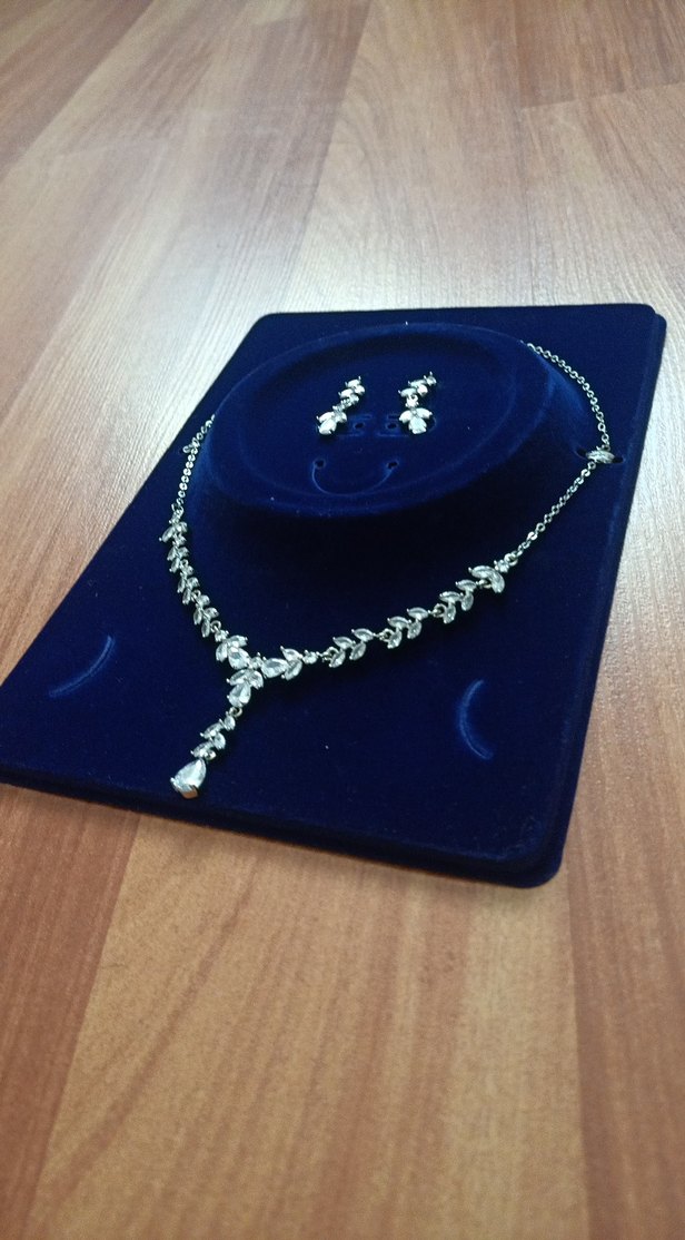 Mavi İşlemeli Parıltılı Kadın Takı Seti - Görsel 3