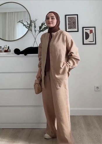 Diğer Camel Renkli Müslin Kumaş İkili Takım
