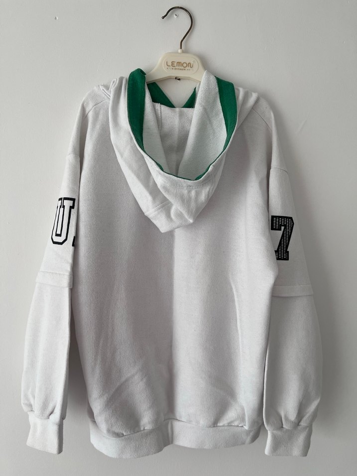 Beyaz Kapüşonlu Erkek Çocuk Sweatshirt - Görsel 3