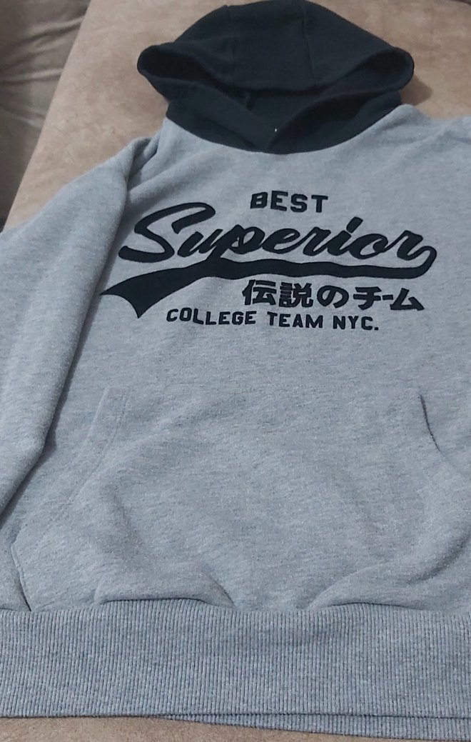 Gri Baskılı kapsonlu Erkek Çocuk Sweatshirt - Görsel 3