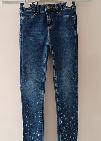 Kız Çocuk Parlak İşlemeli Dar Kesim Kot Pantolon