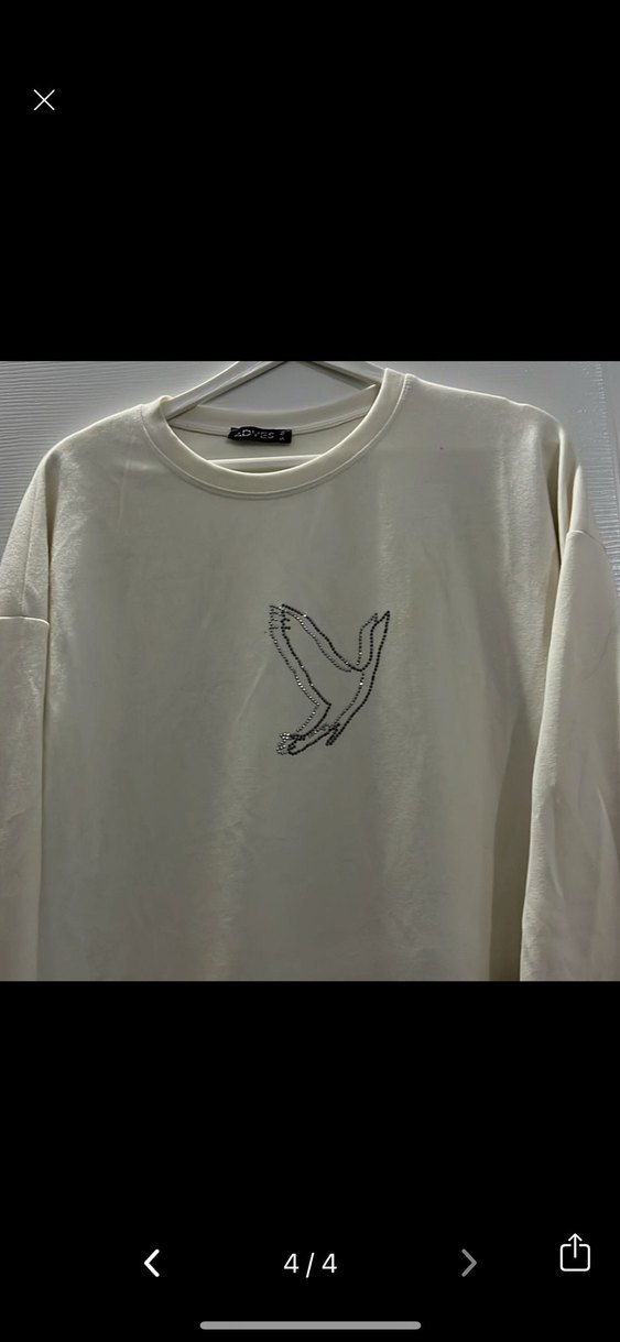 Beyaz Uzun Kollu Salaş Sweatshirt - Görsel 2