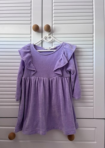 Mor Uzun Kollu Kız Çocuk Triko Elbise - Görsel 3