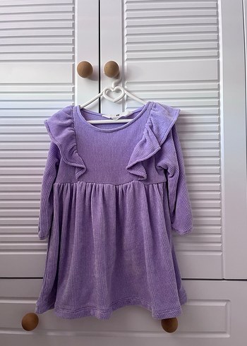 Mor Uzun Kollu Kız Çocuk Triko Elbise - Görsel 2