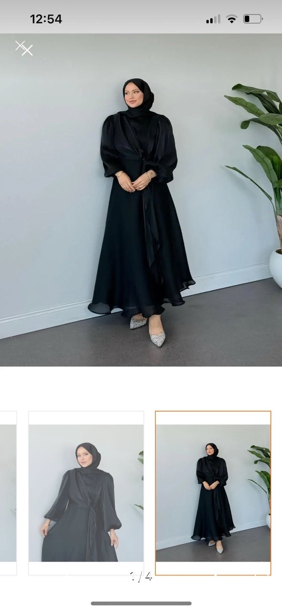 Siyah Uzun Drapeli Kadın Elbise şalıyla birlikte - Görsel 5