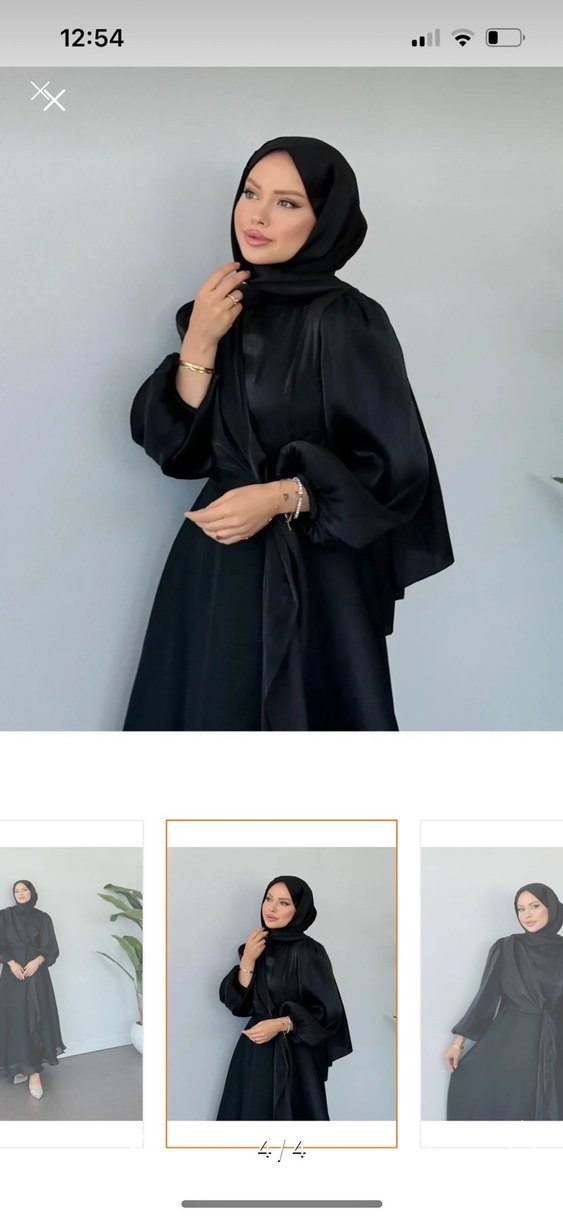 Siyah Uzun Drapeli Kadın Elbise şalıyla birlikte - Görsel 4