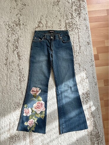 Diğer Y2K Vintage Düşük Bel İspanyol Paça Jean