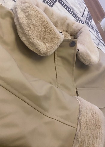 Kürklü Bej Deri Kadın Ceket - Görsel 5