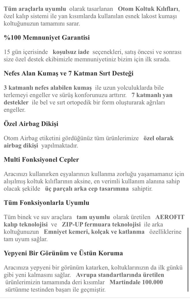 Oto koltuk kılıfı tam set - Görsel 4