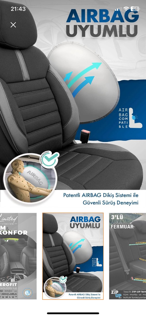 Oto koltuk kılıfı tam set - Görsel 2