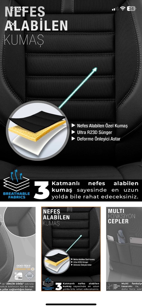 Oto koltuk kılıfı tam set - Görsel 3