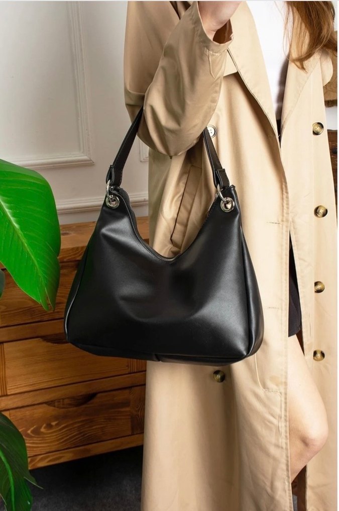 Siyah Deri Kadın Çanta - Görsel 2