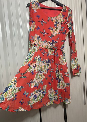 Renkli Çiçekli Uzun Kol Bohem Elbise - Görsel 2