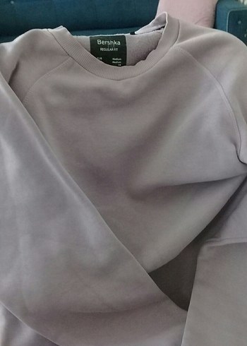 Gri Kadın Sweatshirt, Bisiklet Yaka, Uzun Kollu