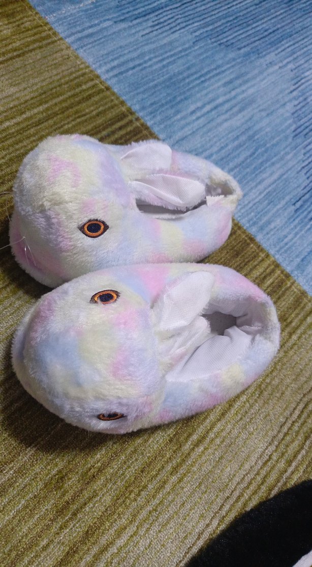 Kızlar için Bağcıklı Çok Renkli Peluş Terlik - Görsel 4