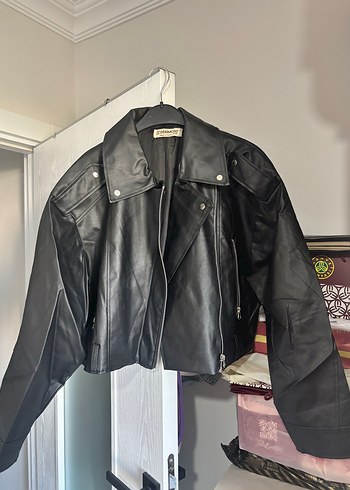 Diğer Siyah Deri Biker Ceket