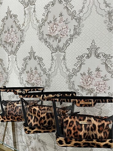 Beden Victoria's secret leopar desen ikili set makyaj çantası