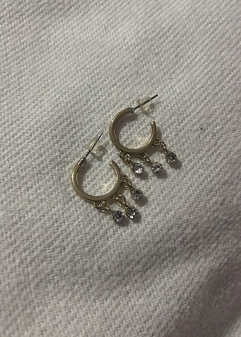 Taşlı gold küpe - Görsel 2