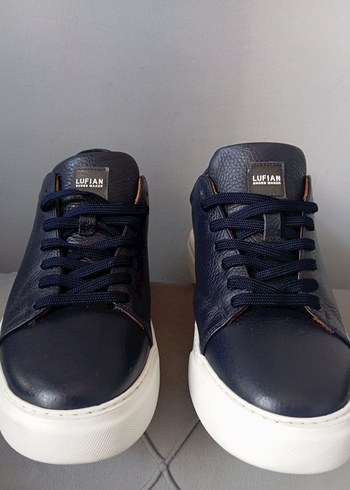 Lufian Parlak Lacivert Deri Sneaker
