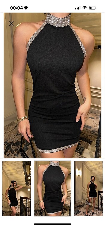 Zara Halter yaka siyah mini elbise