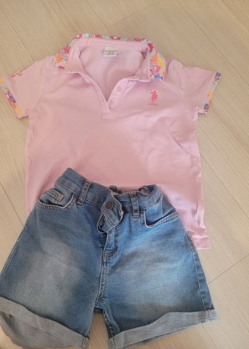 Kız Denim Şort ve us polo tişört