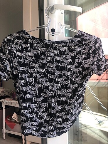 xs Beden Koton zebra desenli üst