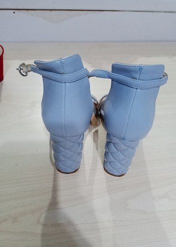 37 Beden mavi Renk Mavi Tokalı Blok Topuk Kadın Ayakkabı