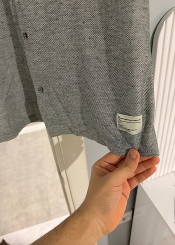 Gri Kısa Kollu Keten Erkek Gömlek - Görsel 2